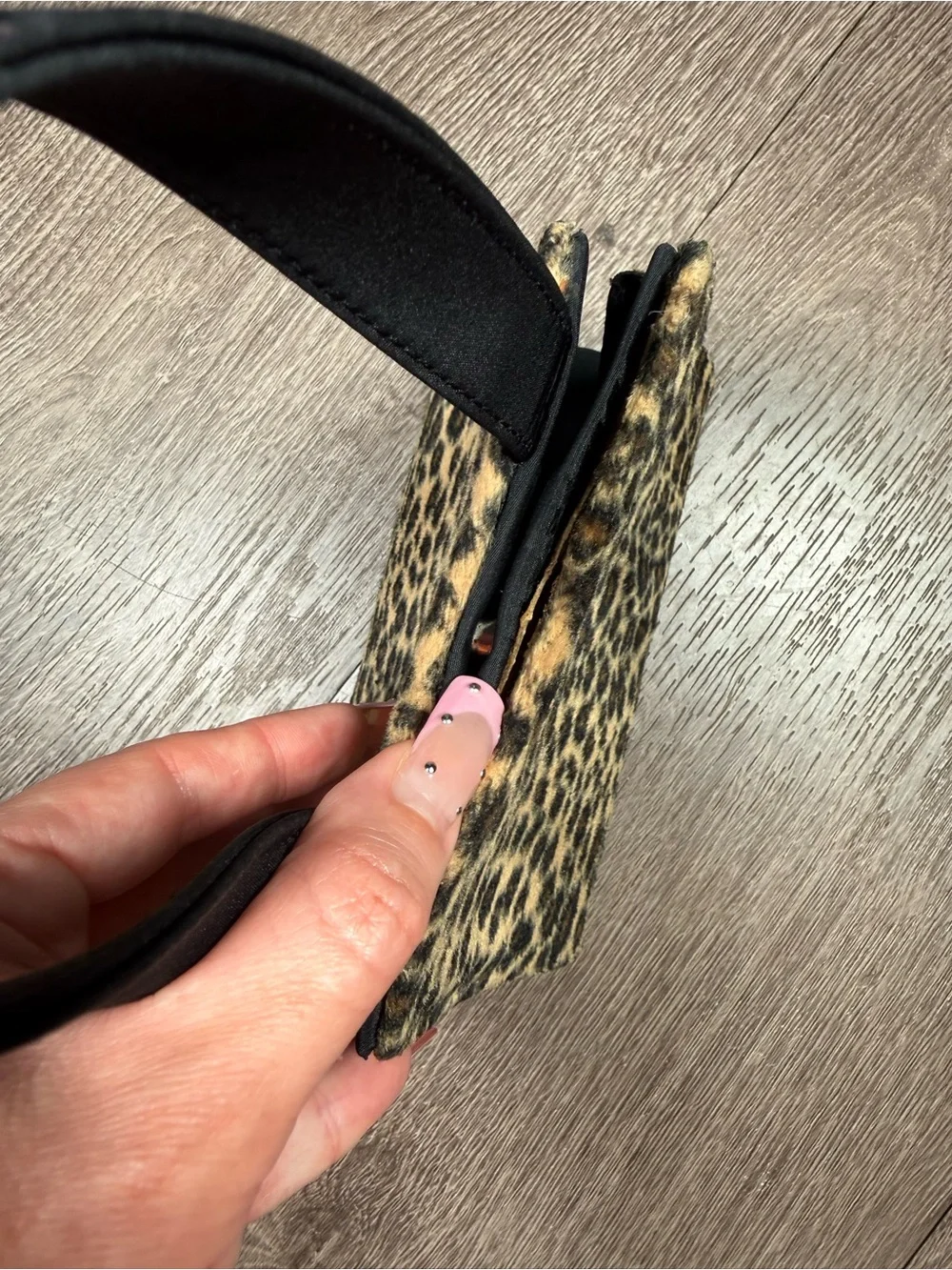 Leopard Print Fuzzy Faux Fur Mini Bag with Black Straps